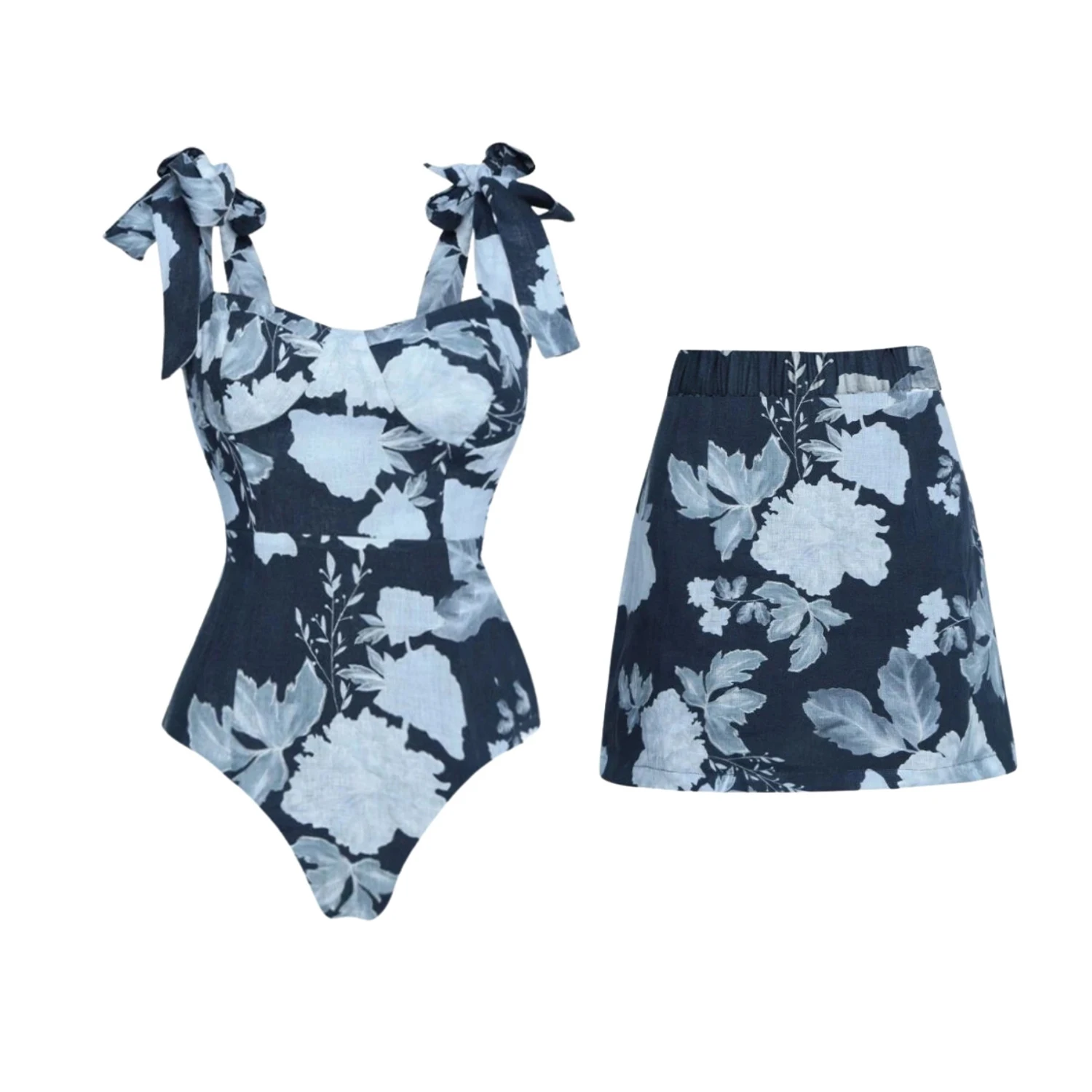 2027 2Pcs Sexy Swimsuit Women Push Up Bikini Female Print Swimwear Biquini Dress Cover Up Deep V Swim Suit Bathingsuit Beachwear