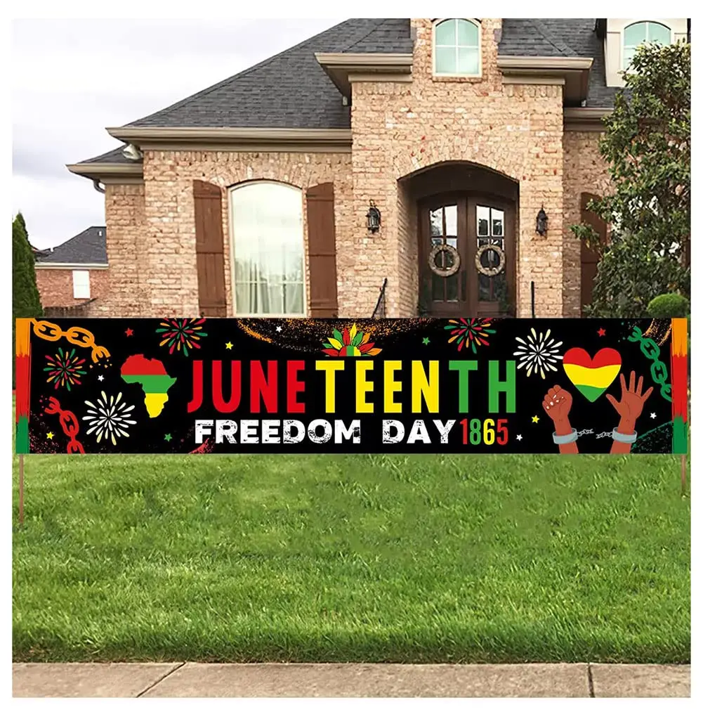 Happy Juneteenth Banner June 19th Independence Day Freedom Day Decor African Afro American Festival Celebration Supplies Banners