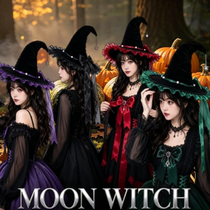 Halloween Bow Decoration Lolita Witch Hat Retro Gothic Headdress Halloween Role-playing Party Decoration Clothing Accessories