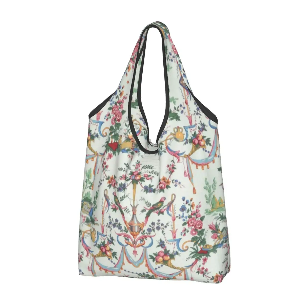 Custom Antique Vintage French Toile De Jouy Shopping Bags Women Large Capacity Grocery Traditional France Art Tote Shopper Bags