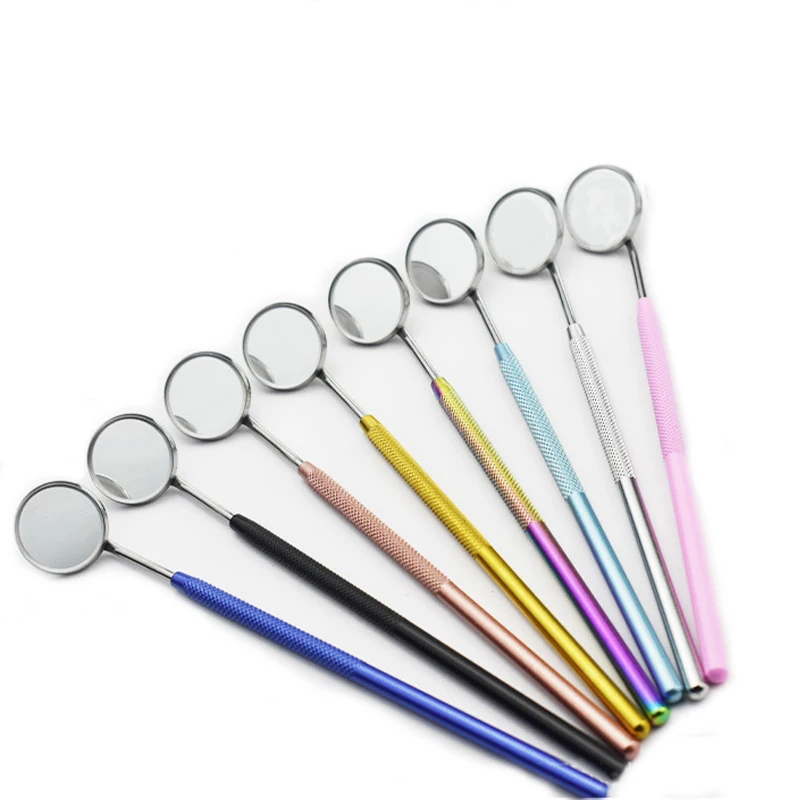 8PCS Dental Mouth Mirror Stainless Steel Color Handle Detachable Multifunction Checking Oral Cavity Dental Tools