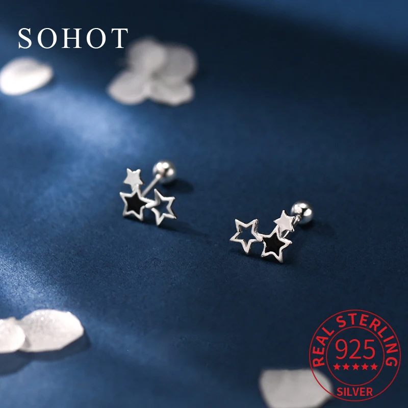 

Real 925 Sterling Silver Exquisite Drop Glue Tiny Stud Earrings for Charm Women Geometric Fine Jewelry Minimalist Accessories