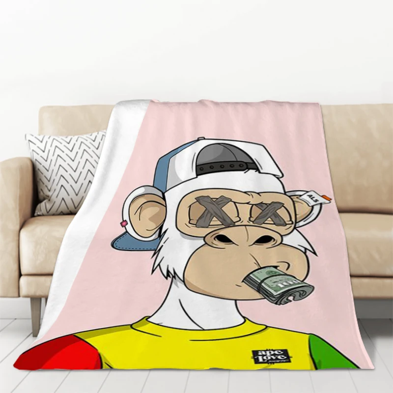 

NFT Monkey Double Bed Blankets for Decorative Sofa Custom Blanket Fluffy Soft Blankets & Throws Furry Winter Throw Anime Fleece