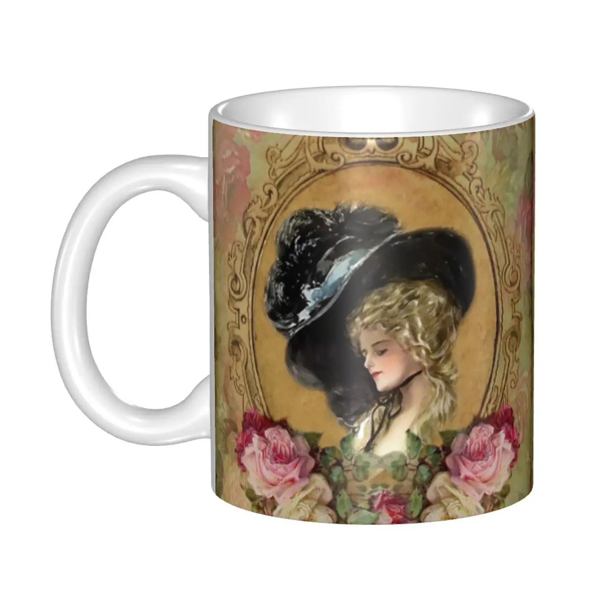

Personalized Victorian Lady Print Coffee Mugs DIY Renaissance Angels Ceramic Tea Milk Cup
