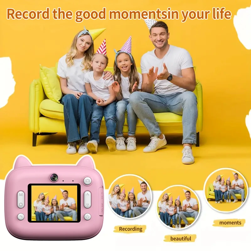 New Mini Camera, Instant Printing Camera, Christmas Gift, High-definition Digital Camera for Children, Portable Mini Thermal