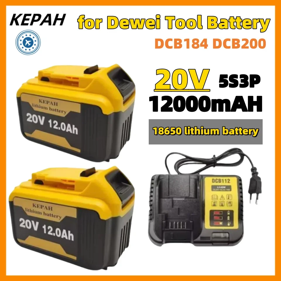 18V/20V  For Dewalt Li-Ion Battery  DCB200 12000mAh MAX Tools Replacement For DCB180 DCB181 DCB182 DCB184 DCB201 DCB204