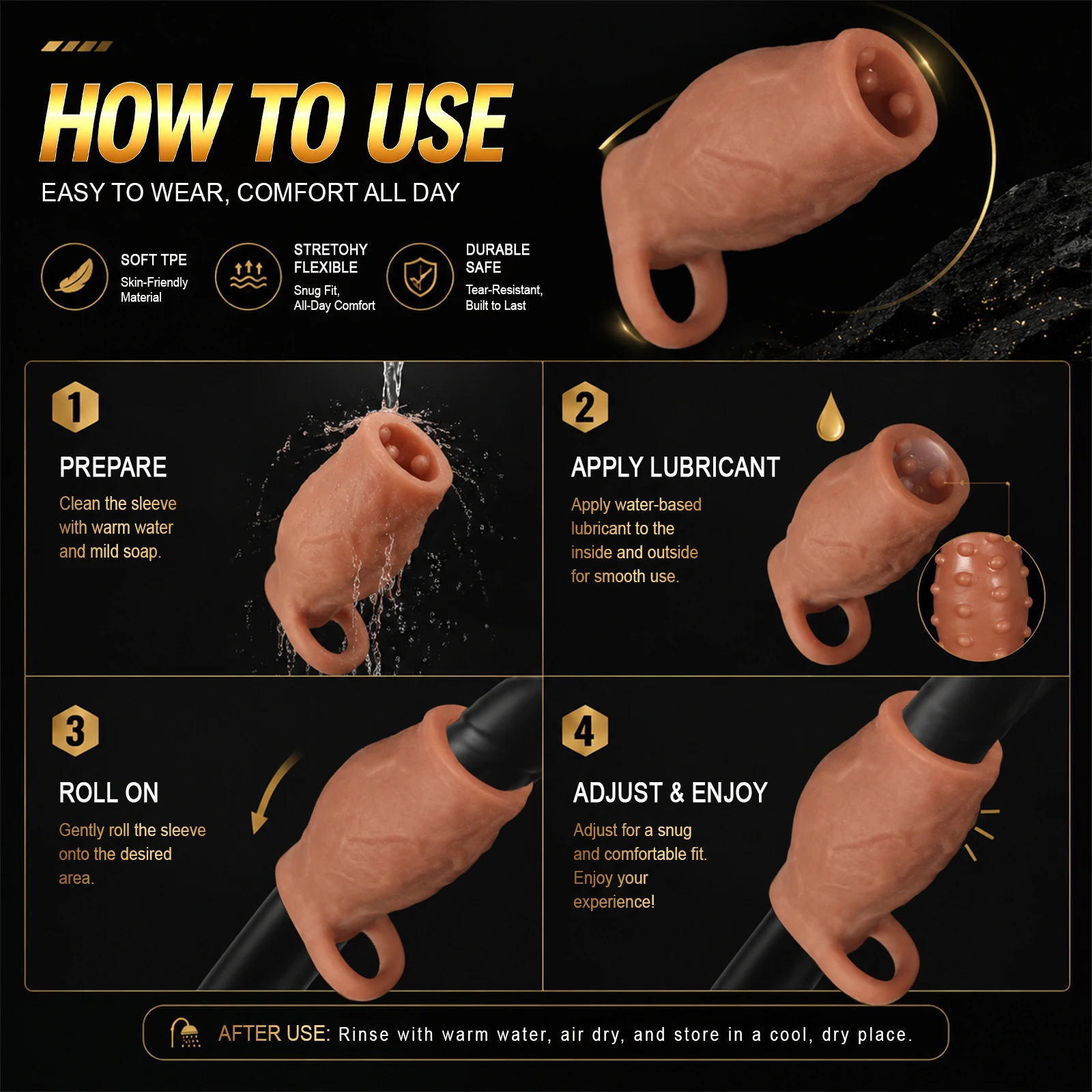 Dick Sleeve Enlargement Lock Sperm Dildo Penis Ring 18 Adult Men Sex Toys Soft Silicone Enlarged Thick Cock Sleeve Male Sexy Toy - view 5