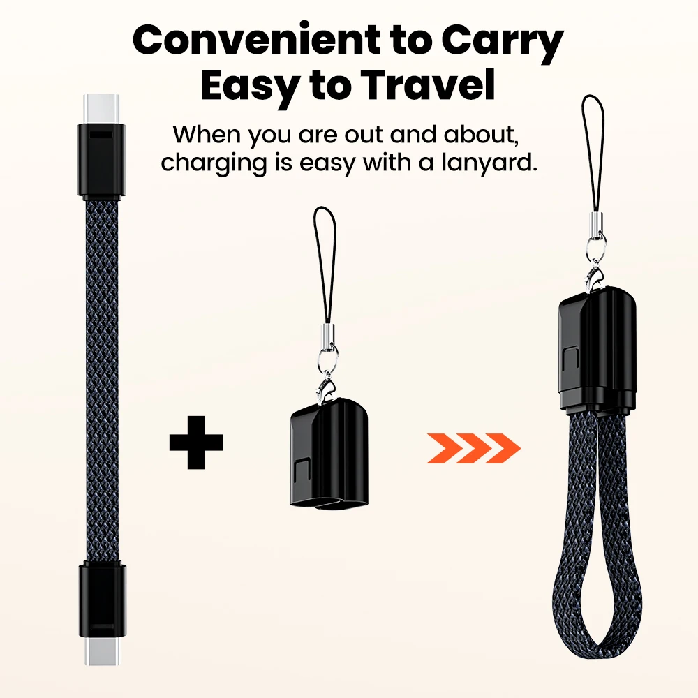 60 واط شحن سريع قصير USB C كابل المفاتيح الحبل نوع C إلى نوع C كابل آيفون 15 16 سامسونج شاومي قوة البنك كابل