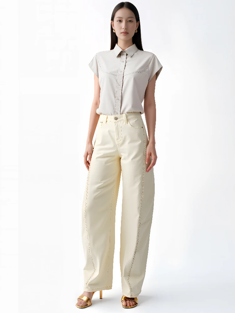 

Ele Slimming Cool Sensation Svel Wide oulder irt Luxury mat Sle Commute Faion Straight Cut Thin Mate...