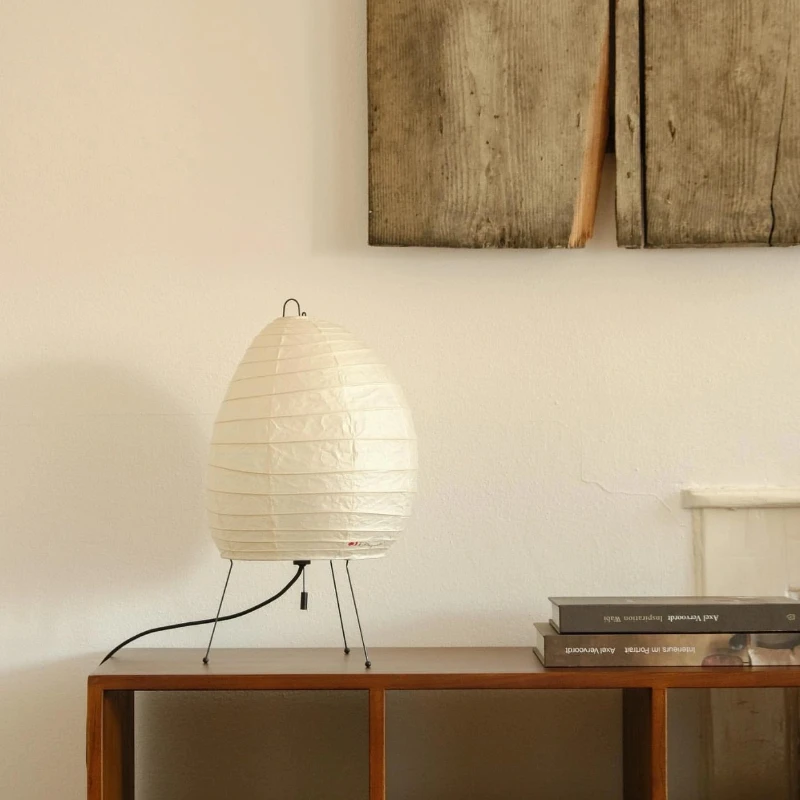 اليابانية Akari Noguchi الأرز ورقة مصباح أرضي LED وابي سابي الفن الرجعية مصمم نصف القمر ضوء ديكور المنزل غرفة نوم المعيشة السرير #2