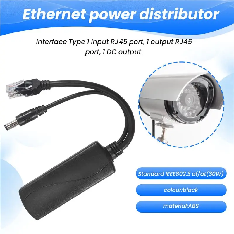 DT60 PS5712TG Gigabit Power Over Ethernet Splitter 10/100/1000Mpbs RJ45 Support IEEE802.3 Af/At(30W) PoE Splitter