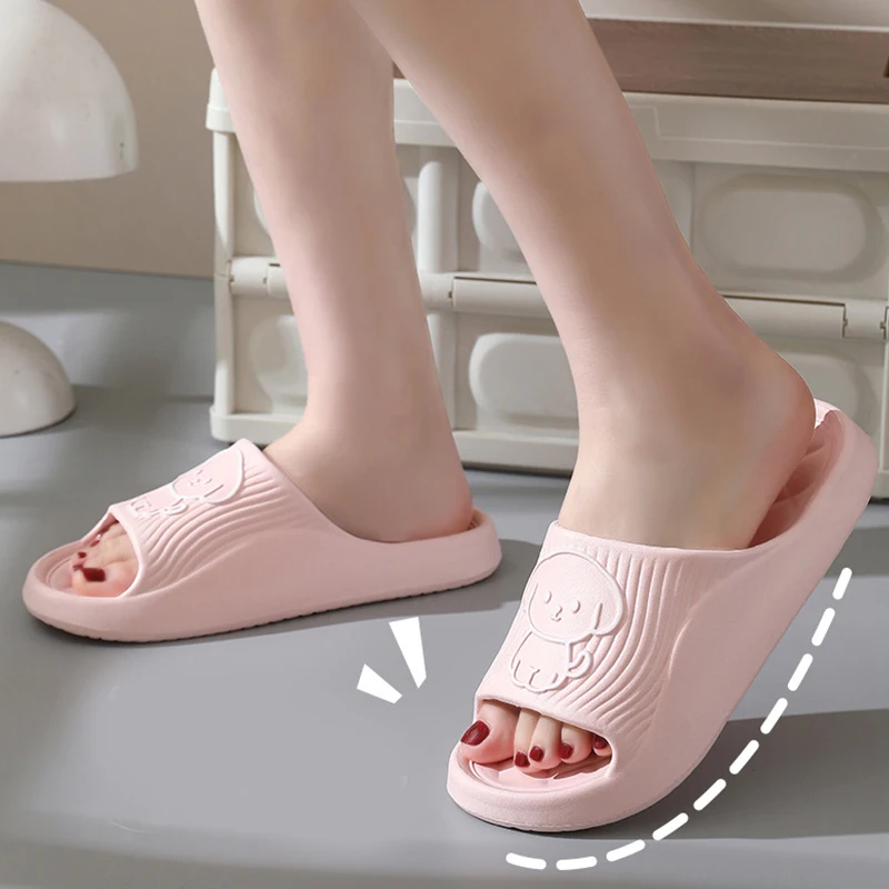 Summer Slippers Bathroom Platform Non-Slip Home Bear Cartoon Flip Flops Beach Women Slipper Sandals Slides Indoor Outdoor 2024