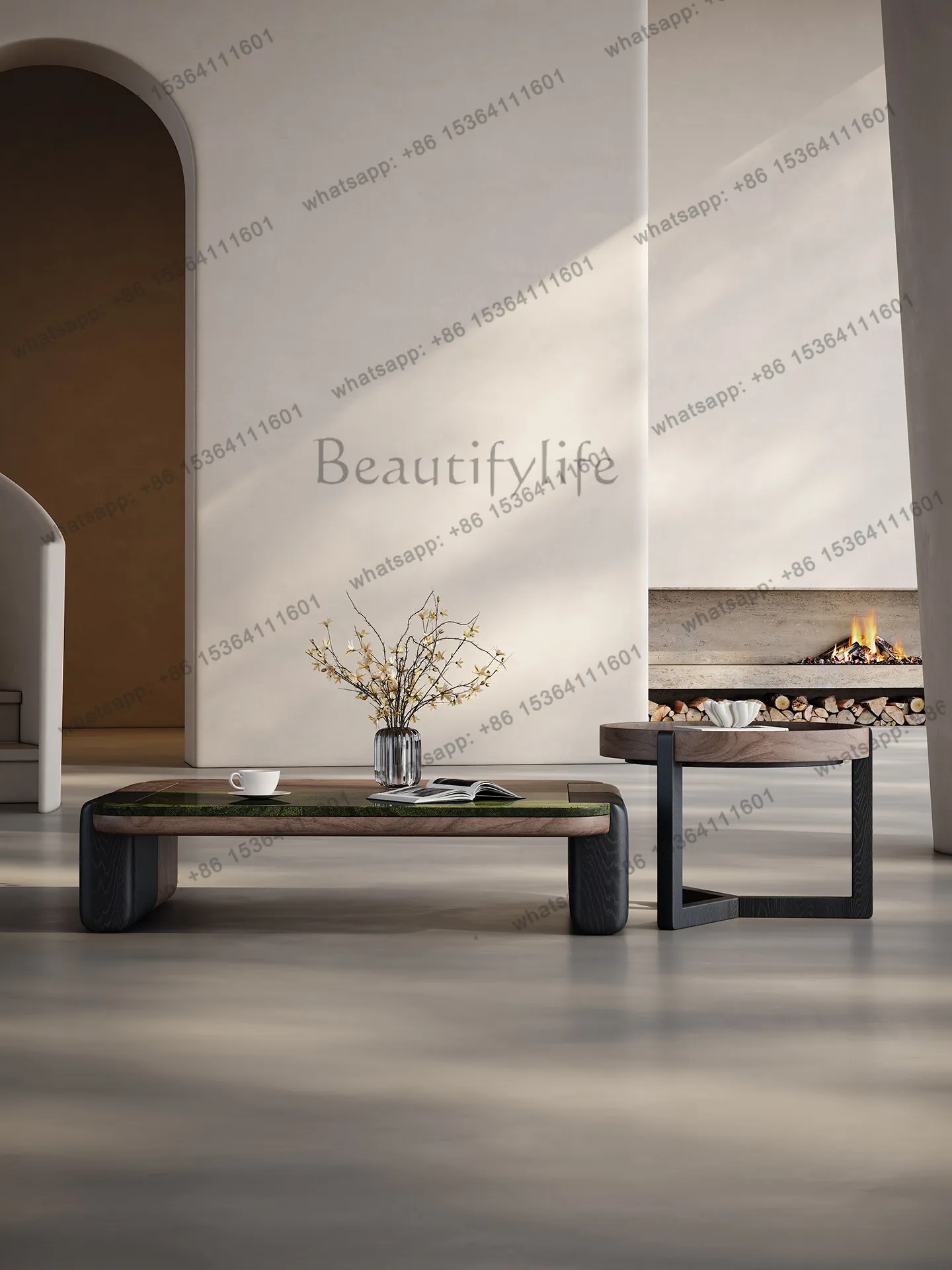 Medieval coffee table living room home creative high-end sense, marble coffee table