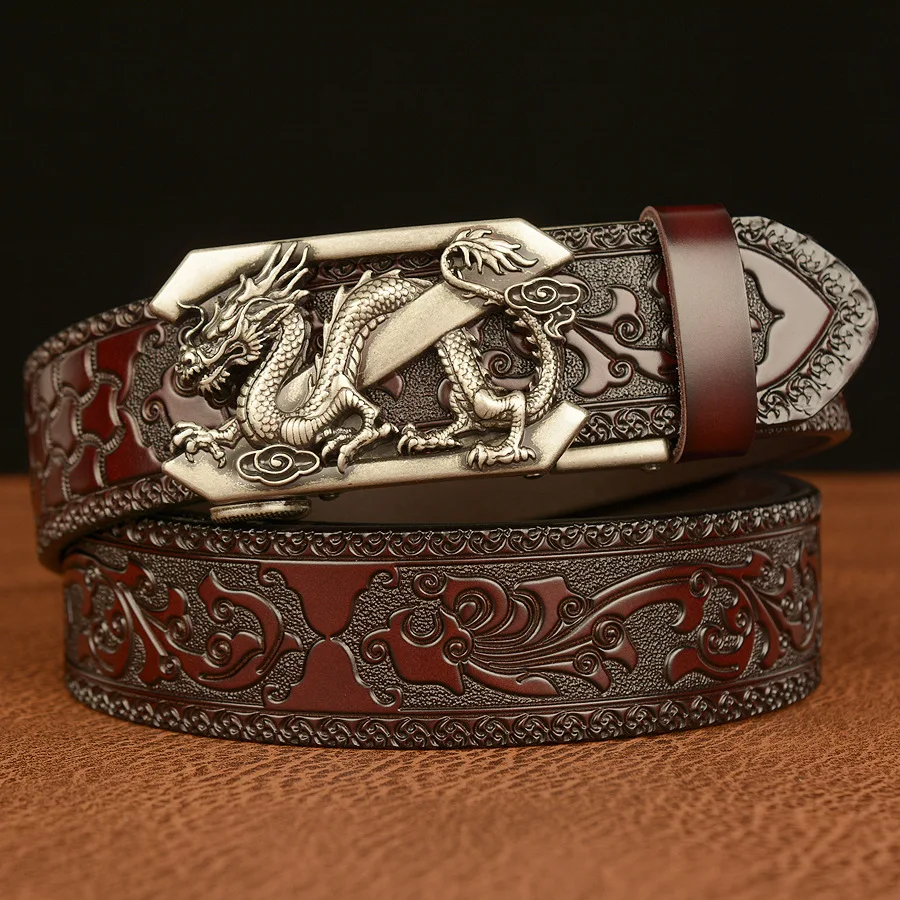 Neue Retro Mode-Business herren Gürtel Westlichen Automatische Schnalle Cowboy Casual Stil Luxus Marke Punk Gürtel Männer – Detail 4