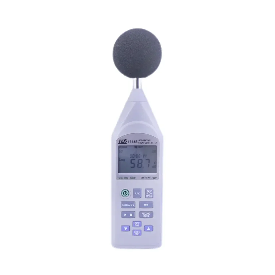 TES-1353S Digital Integrating Decibel Meter 30 130dB Noise Tester 315 Hz 8KHz 1.0dB Accuracy