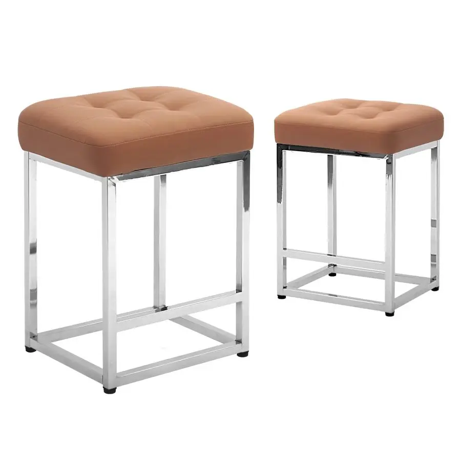 

24 Bar Stool Counter Height Bar Stools with Footrest Faux Leather Backless Kitchen Dining Cafe Chair with Sturdy Metal Steel Fra