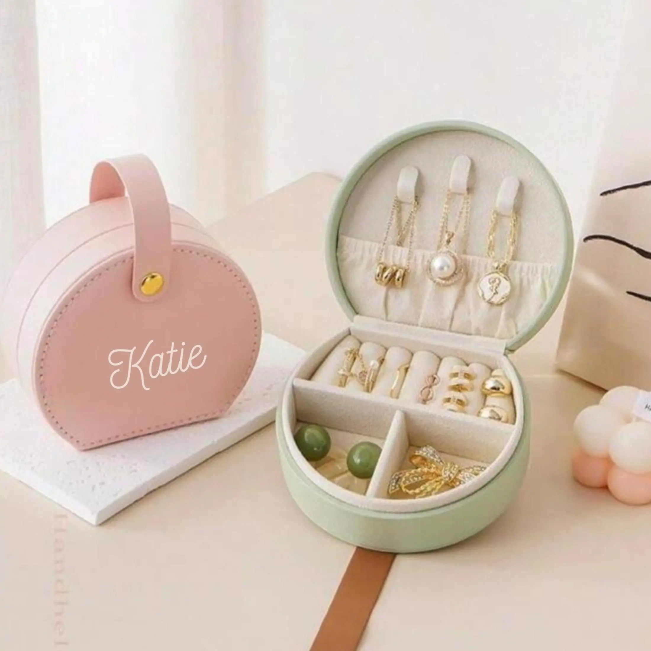 Personalized Jewelry Travel Case with Name Custom Jewelry Organizer Necklace Earring Box Bridesmaid Gifts Proposal Birthday Gift