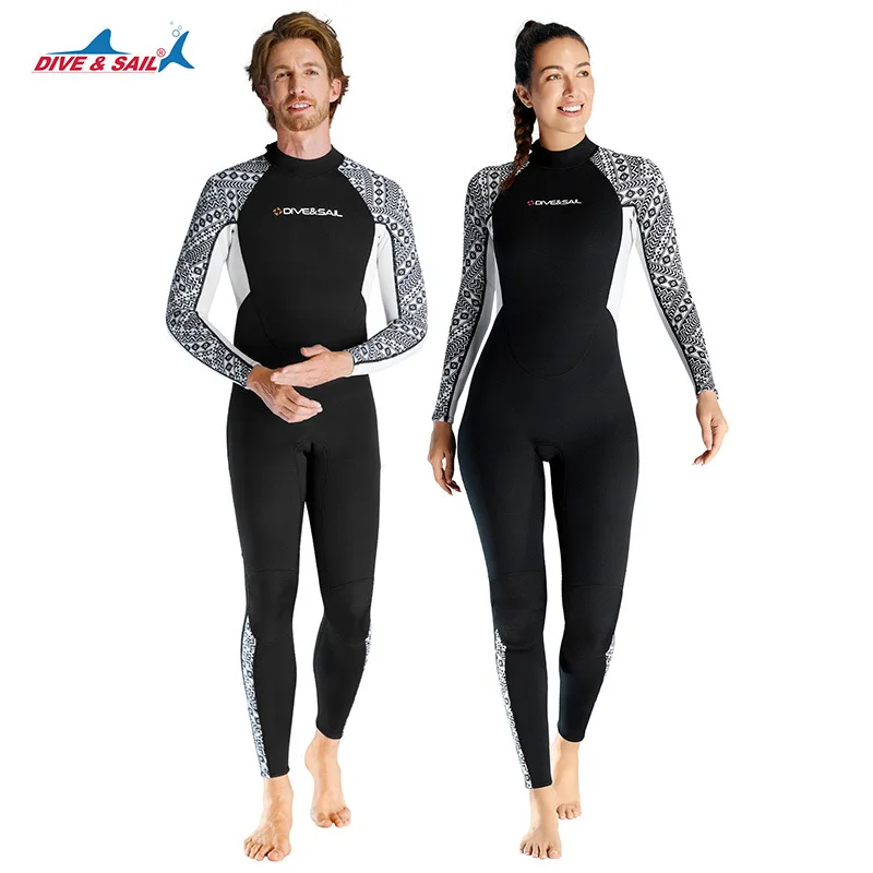 

New3MMDiving Suit Men's Warm One-Piece Long Sleeves Diving Suit Women's Thickened Cold Protection Winter Swimming Snorkeling Sur