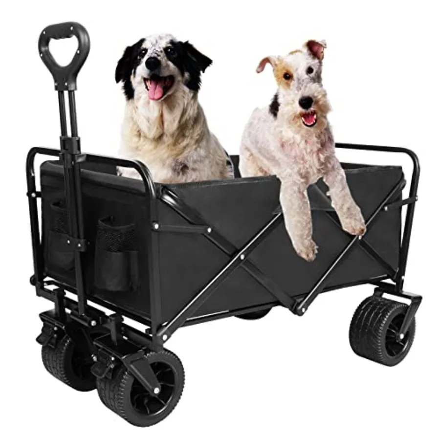 Vagoneta Plegable para Playa con Ruedas Grandes Todoterreno, Carritos Plegables Resistentes con Mango Ajustable para Jardín y Exteriores