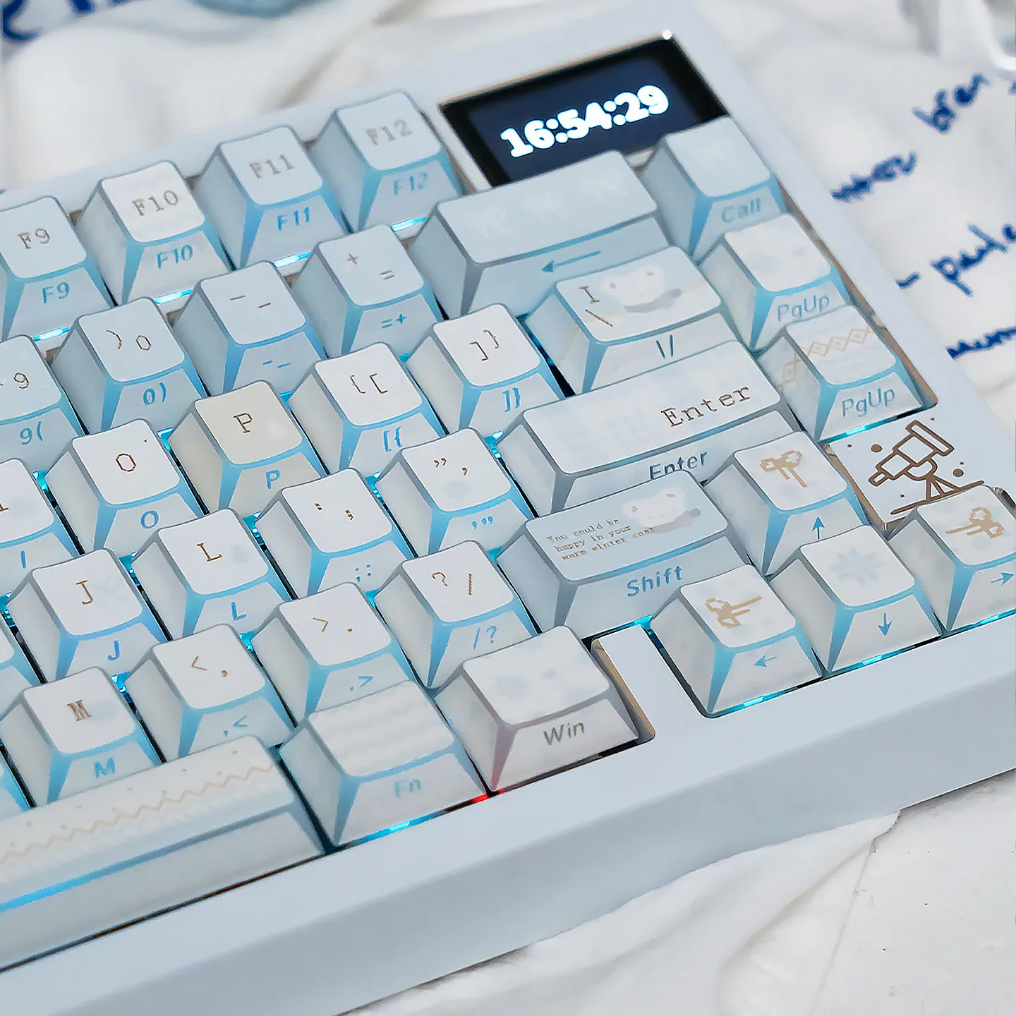 ure-ウィンターレターシャドウキーキャップ-ダイサブ-チェリープロファイル-pbtキーキャップ-ブルーホワイト-カスタム-mx-64-75-87-96-104-メカニカルキーボード用