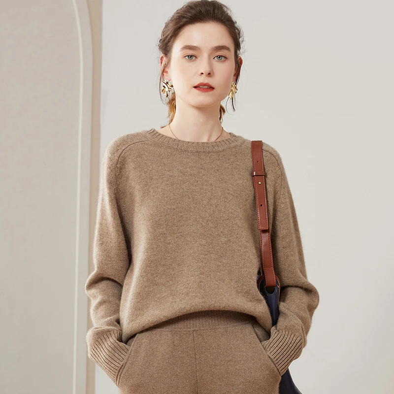 2022 Hot Sale Winter New Women\'s 100% Pure Cashmere Sweater O-neck High Quality Soft Female Loose Thickened Knitted Pullover