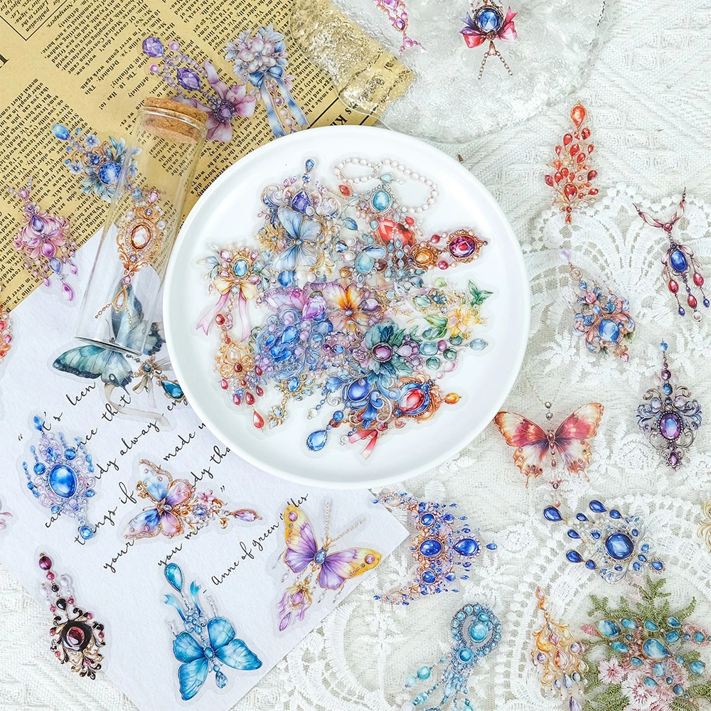 10/30/50 stücke Transparent Retro Schmuck Cartoon Graffiti Aufkleber DIY Laptop Notebook Koffer Wasserdichte PET Aufkleber Kind Spielzeug geschenk