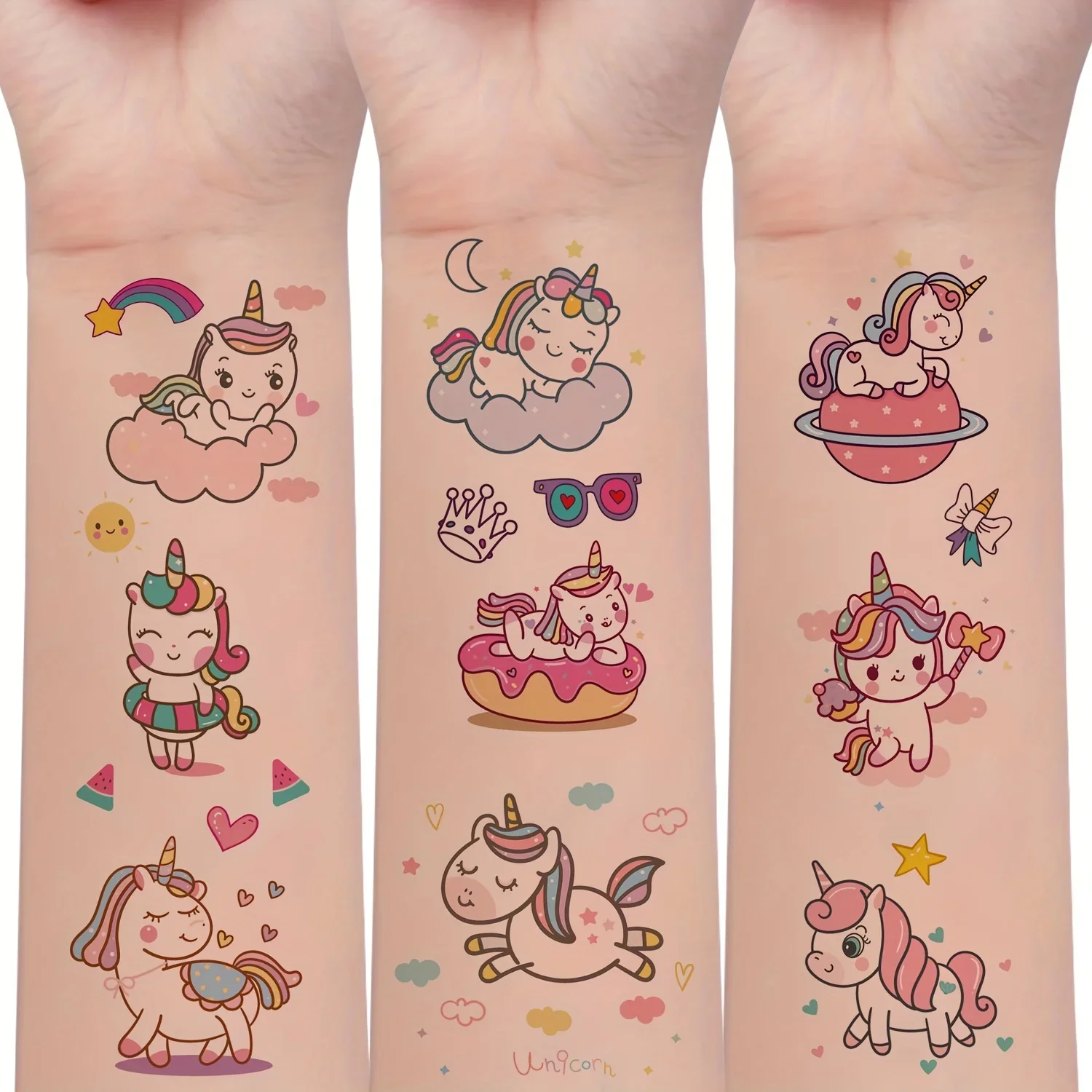 10pcs Cute Fake Tatoo Waterproof for Children Kawaii Unicorn Temporary Tattoo Stickers Decals Shoulder Face tatouage pour enfant