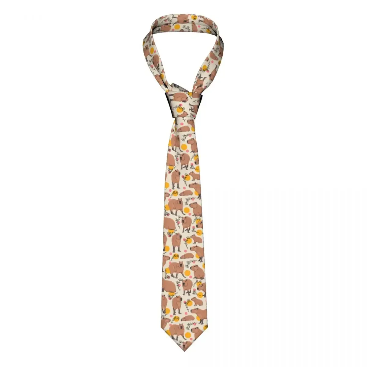 Capybara Orange Tie Animal Ties Daily Wear Cravat Street Necktie Narrow