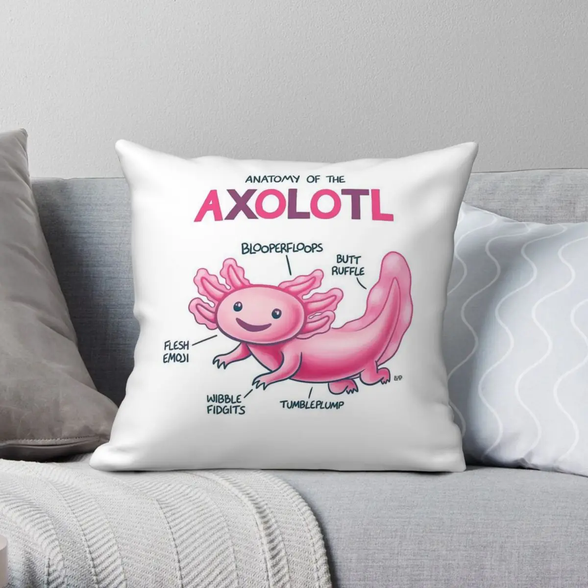 Anatomy Of The Axolotl Square Pillowcase Polyester Linen Velvet Pattern Zip Decor Pillow Case Home Cushion Cover