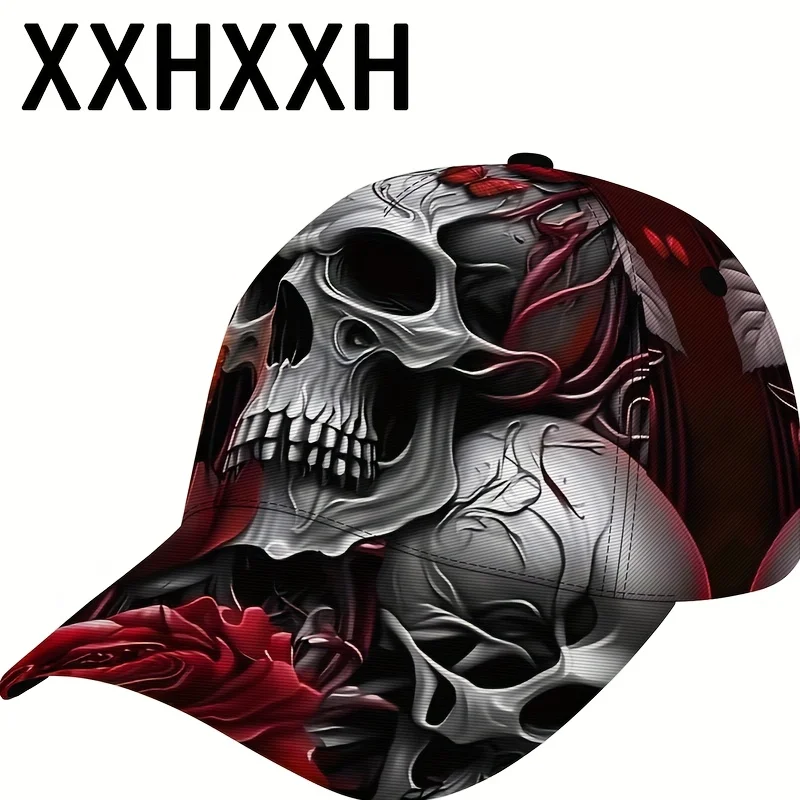 Customization A Fierce Skull Pattern Baseball Cap, Adjustable And Breathable, Suitable For Outdoor Sports, Dancing, Skateboardin