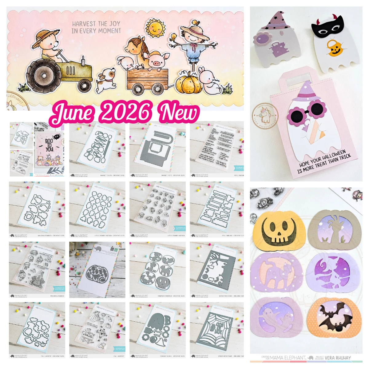 Halloween Pumpkin Ghost Mama Elephant Metal Cutting Dies Stamps for DIY Handmade Photo Album Scrapbooking Calendar June 2026 New