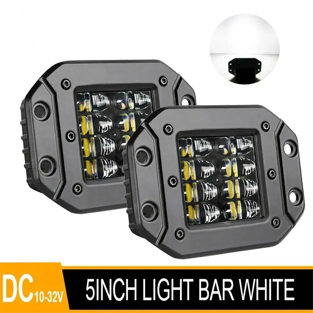 5 Inch 40W Flush Mount Work For Jeep Wrangler Car Truck Offroad Spot Beam Lenses LED Pods Driving Fog Light 12V 24V
