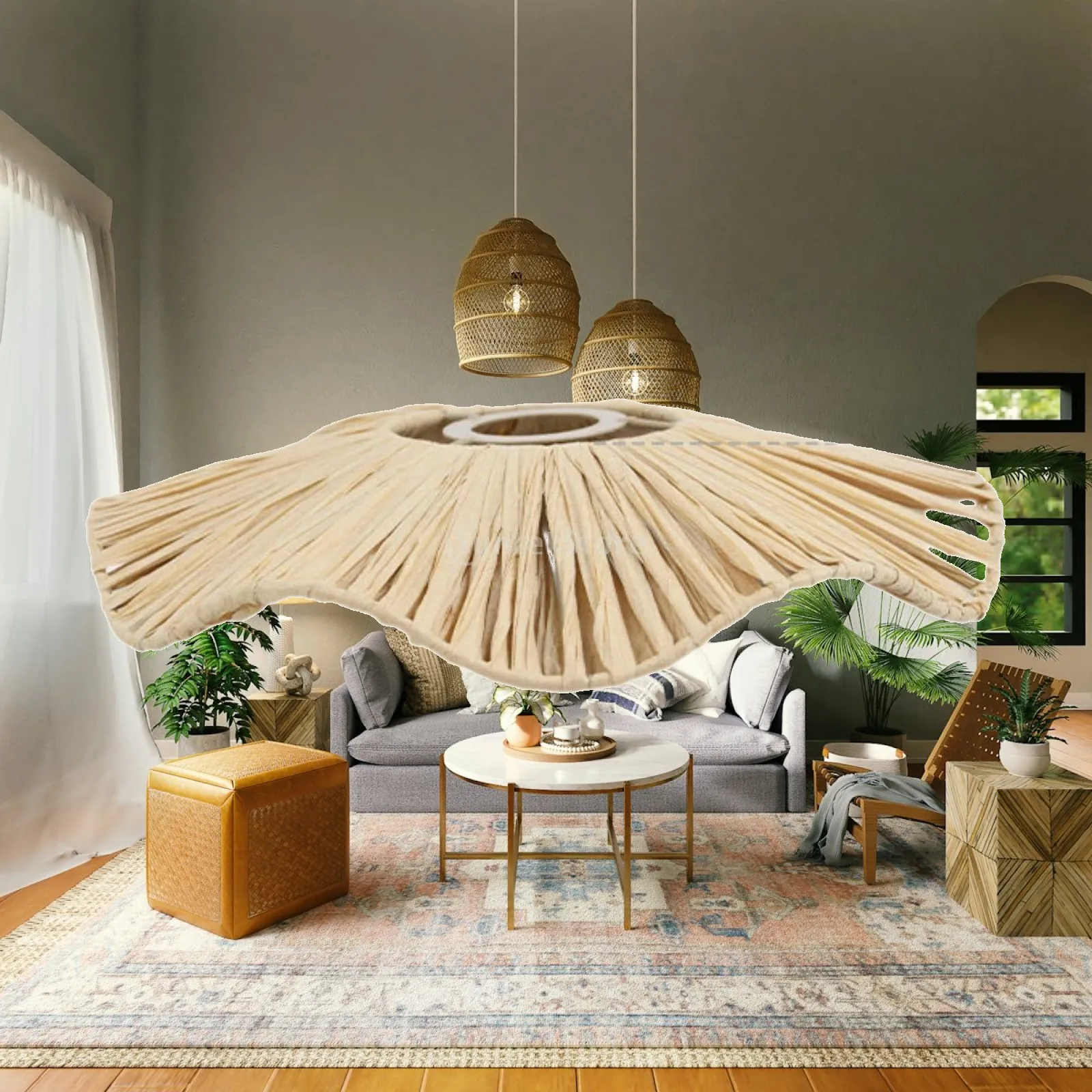 Woven Lamp Shade Versatile Accessories Decor Light Shade Light Cover Lamp Cover for Bedroom Home Bedside Dining Room Office