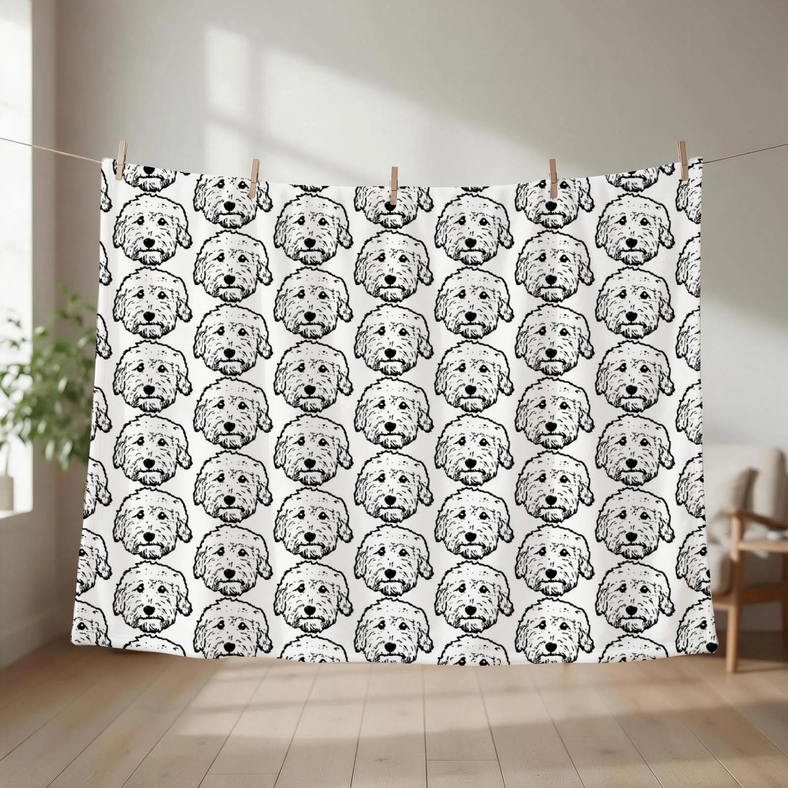 Goldendoodles! Labradoodles - any adorable doodle dog in black and white Throw Blanket