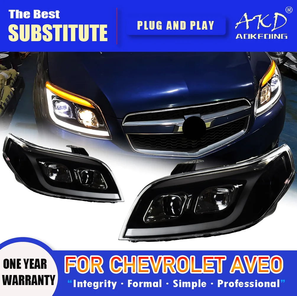 AKD Head Lamp for Chevrolet Aveo LED Headlight 2008-2012 Headlights Aveo DRL Turn Signal High Beam Angel Eye Projector Lens