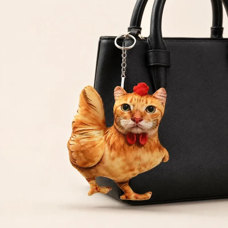Simulated Cat Chicken Plush Doll Funny Cat Head Chicken Body Stuffed Doll Cushion Realistic 3D Print Pendant Novelt Gifts
