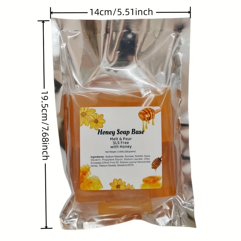 250g Honey Melt and Pour Soap Base, DIY Handmade Soap, Moisturizing Premium Glycerin Soap Base for Soap Making, , SLS Free