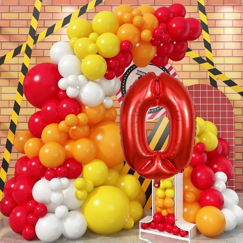 

Carnival Red and Orange Balloon wreath arch set With White and Yellow Latex Balloons Suitable For Birthday Party Decorations