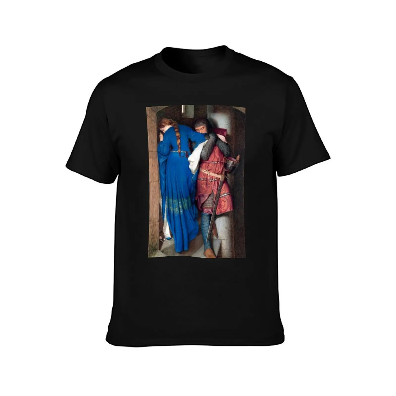 Hellelil and Hildebrand, the Meeting on the Turret Stairs by Frederic William Burton T-Shirt Sweat Resistant Workout Tee Shirt