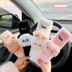 1pc Cute Cartoon Bow Bear Car Seat Belt Cover Imitation Rabbit Fur Auto Seatbelt Safety Shoulder Pad Soft Plush Protector