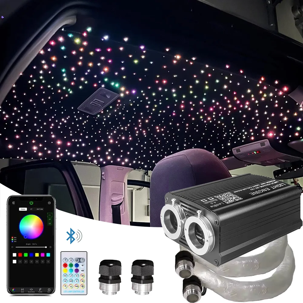 

Twinkle Starlight Car Roof 16w 3m Length 2x450pcs 0.75mm Fibers Double Ports 12V Headliner Kit with Twinkle Wheel