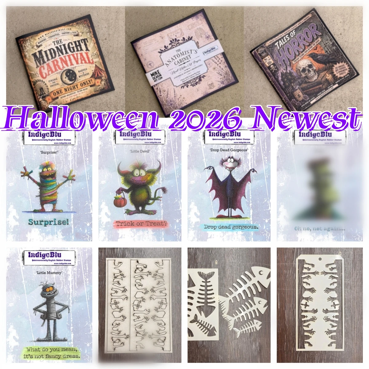 August 2026 Devil Bat Mummy Fish Bones Halloween Clear Stamps Stencil For DIY Making Card Scrapbook Embossed Paper Supplies