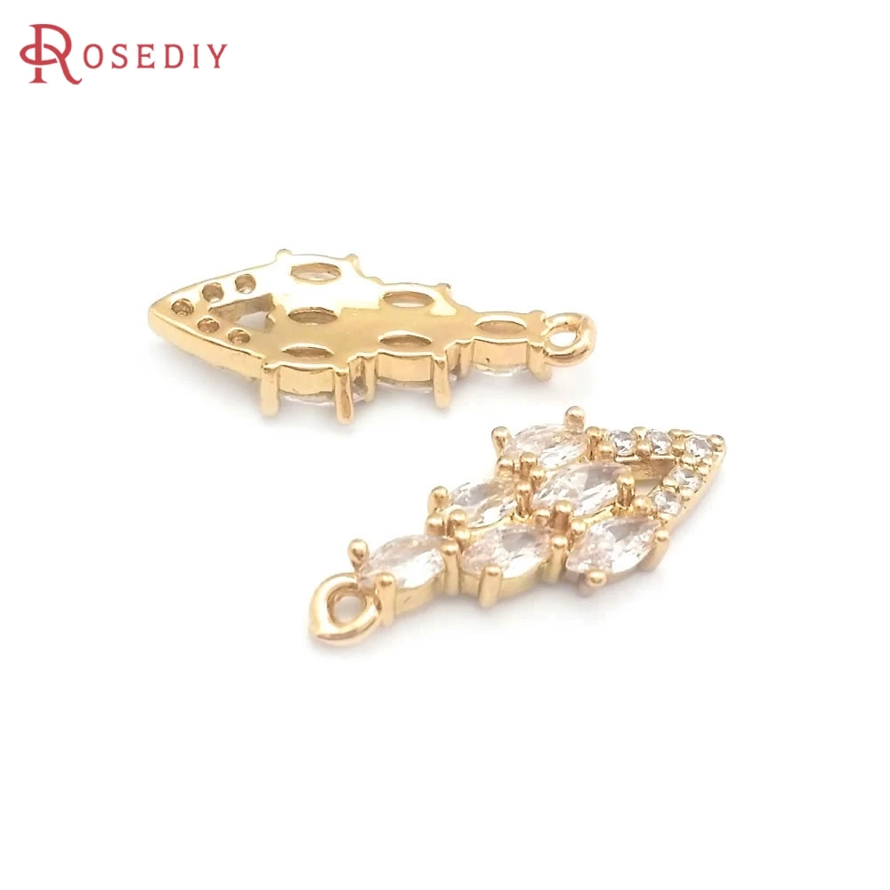 

18K Gold Color Brass Zircon Conical Charms Pendants High Quality Necklace Earrings Jewelry Accessories