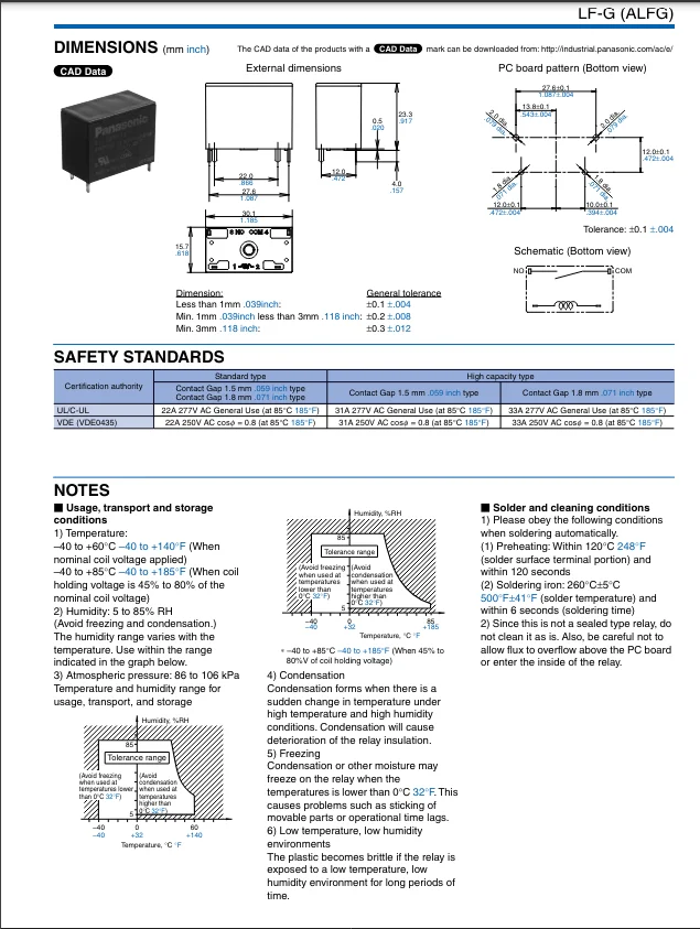 Relé do poder, 4 pinos, ALFG2PF121, ALFG2PF241, ALFG2PF12, 33A, 250VAC, 12VDC
