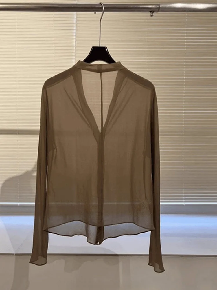 Повседневная женская верхняя одежда Long Sve Pure Color irt Faion для похудения Sli Commute Sle Button Detail Regular Fit irt