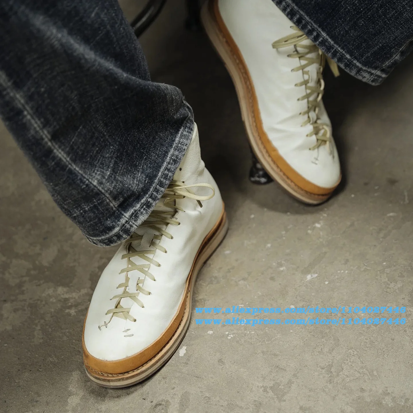 

Cross Strap Thick-Soled Sneakers Men Lace-Up Booties British Style Heightened Casual Shoes Trendy Luxury Handmade Men's Shoes