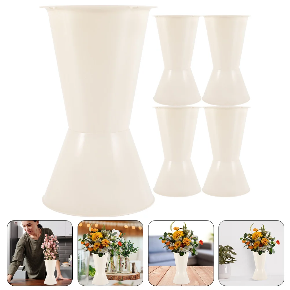 5 Pcs Sword Bucket Bouquet Bottom Packing Flower Stand Support Base Cylinder Holder for Table Plastic DIY Bridal Holders