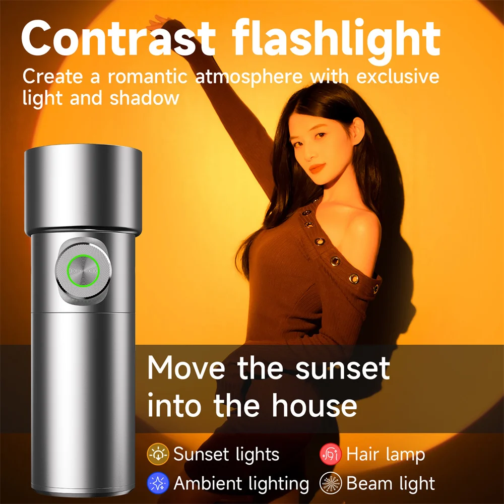 NOUVEAU Projecteur Photo LED RGB 4 Couleurs Zoomable 10W pour Enregistrement Vidéo - Lumière Coucher de Soleil et Spot de Projection