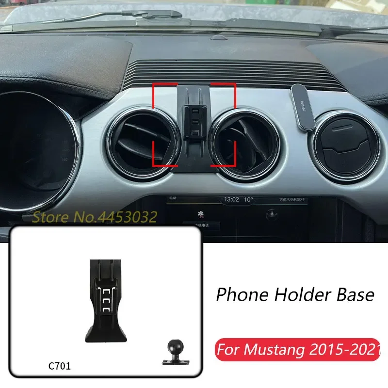 Car Phone Holder Base Special For Ford Mustang 2015-2021 Fixed Air Outlet Mounts Base Accessories With Ball 17mm (No Bracket)