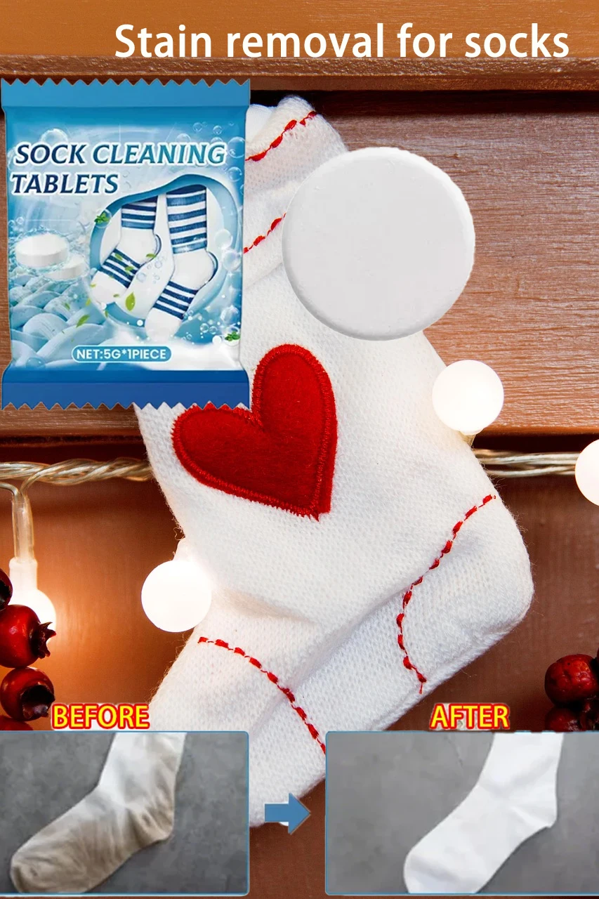

Socks Stain Remover Tablets - For White & Colorful Socks, Long Lasting Freshness.